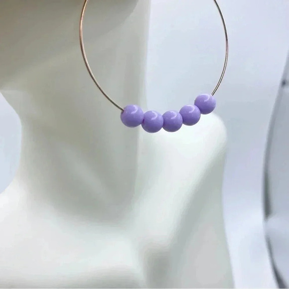 Beaded Hoops Earrings - Picture 2 of 3